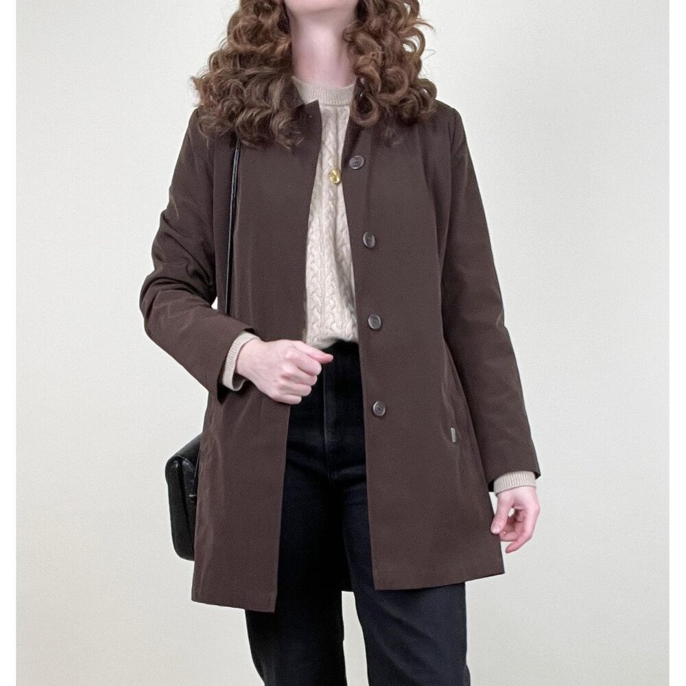 Vintage Liz Claiborne Chocolate Brown Short Pea Coat Trench Jacket Light 90s Y2K
